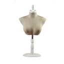 Half-body bust of a woman in white adjustable base fabric