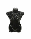 Busto de mulher em plástico preto com cabide