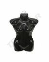 Busto di donna in plastica nera con appendiabiti