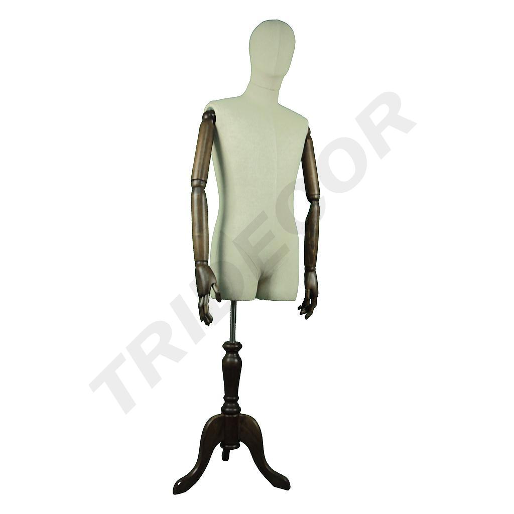 Busto De Hombre En Lino Con Cabeza y Brazos Articulados