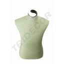 Beige Linen Man Bust with Wooden Base