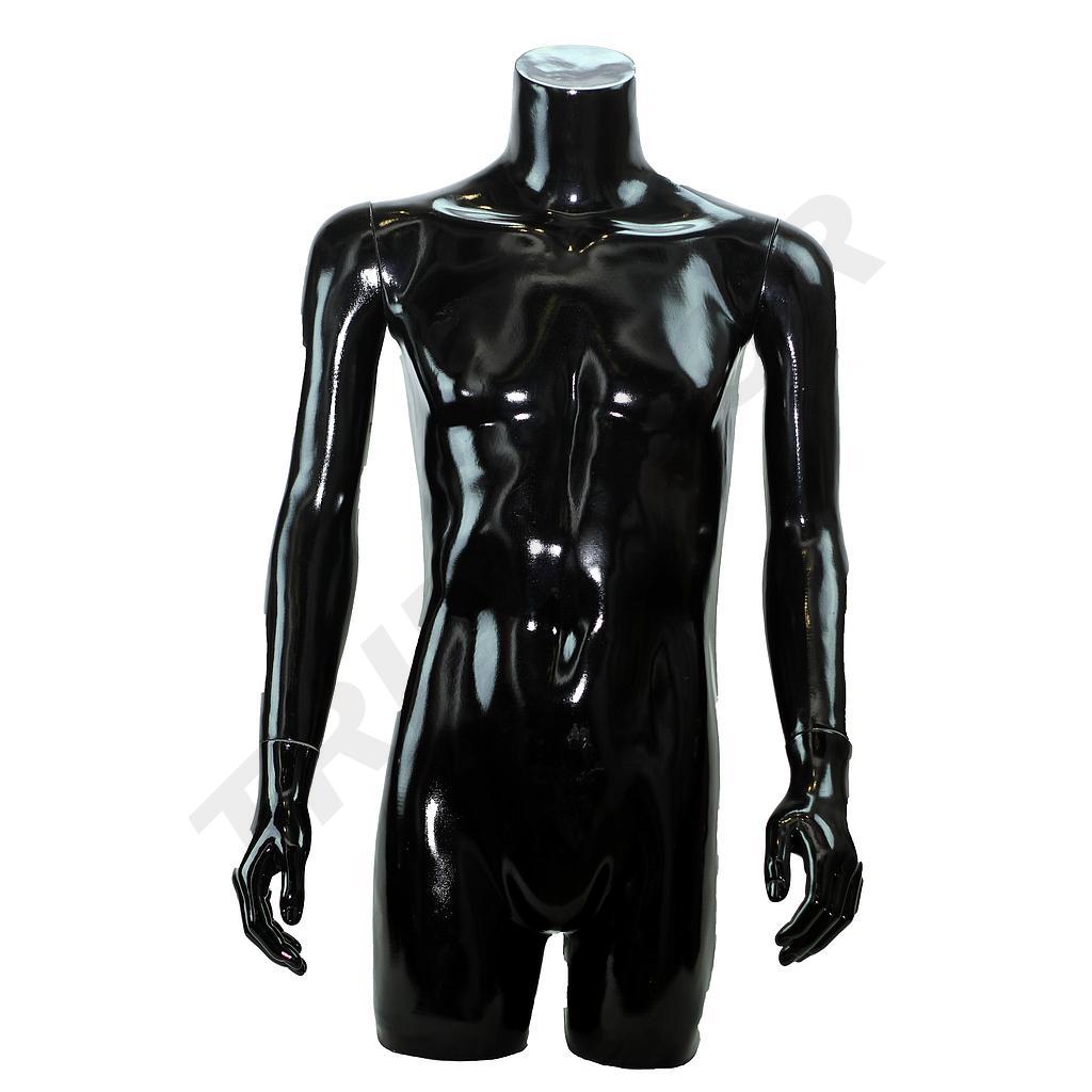Bust masculin complet din fibra de sticla cu brațe, lacuit negru