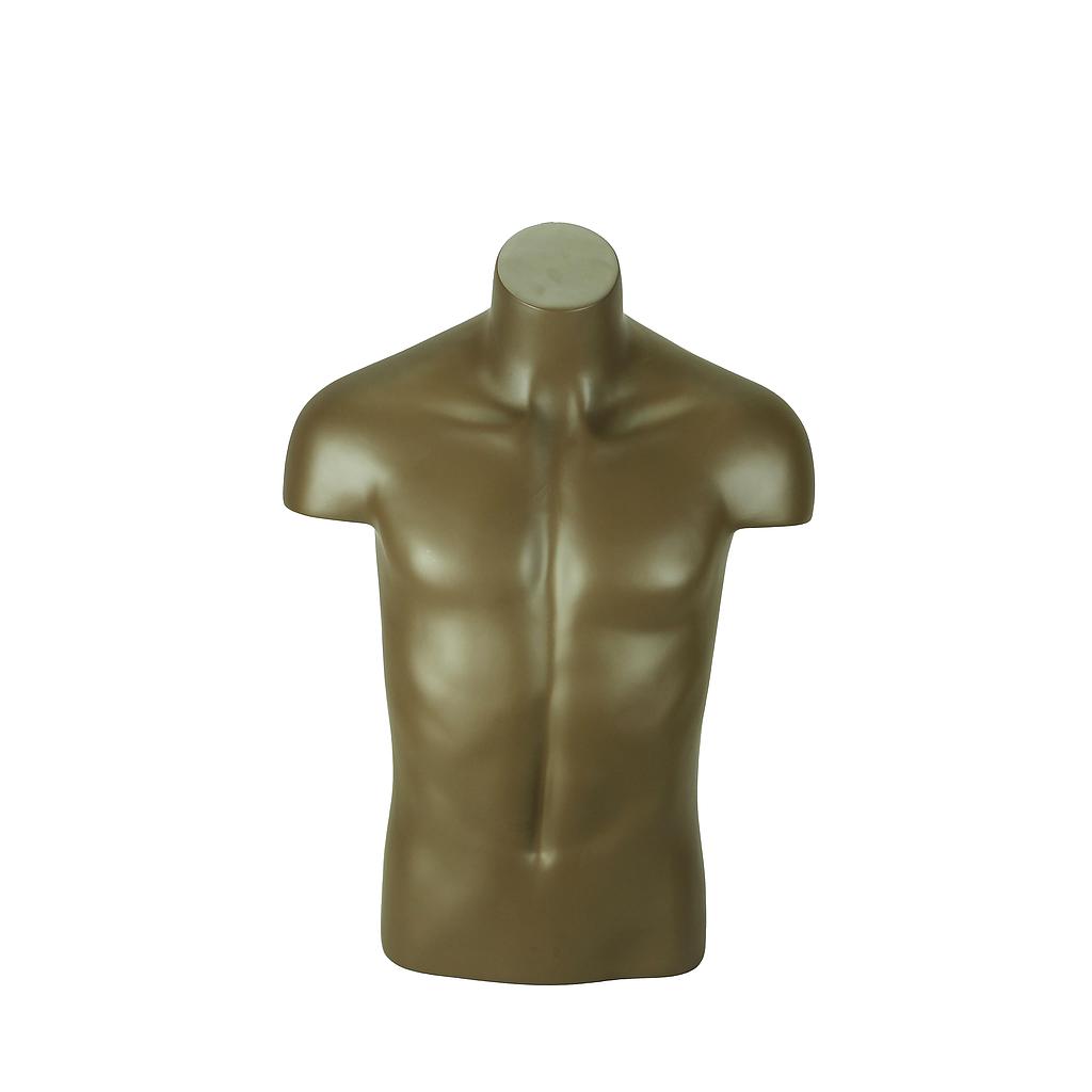 Busto masculino de fibra de vidro dourado castanho