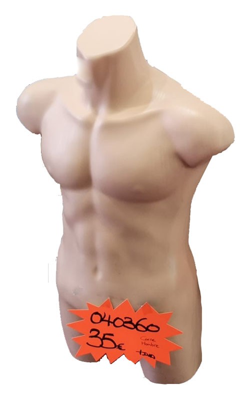 Busto di uomo in plastica di colore carne medio