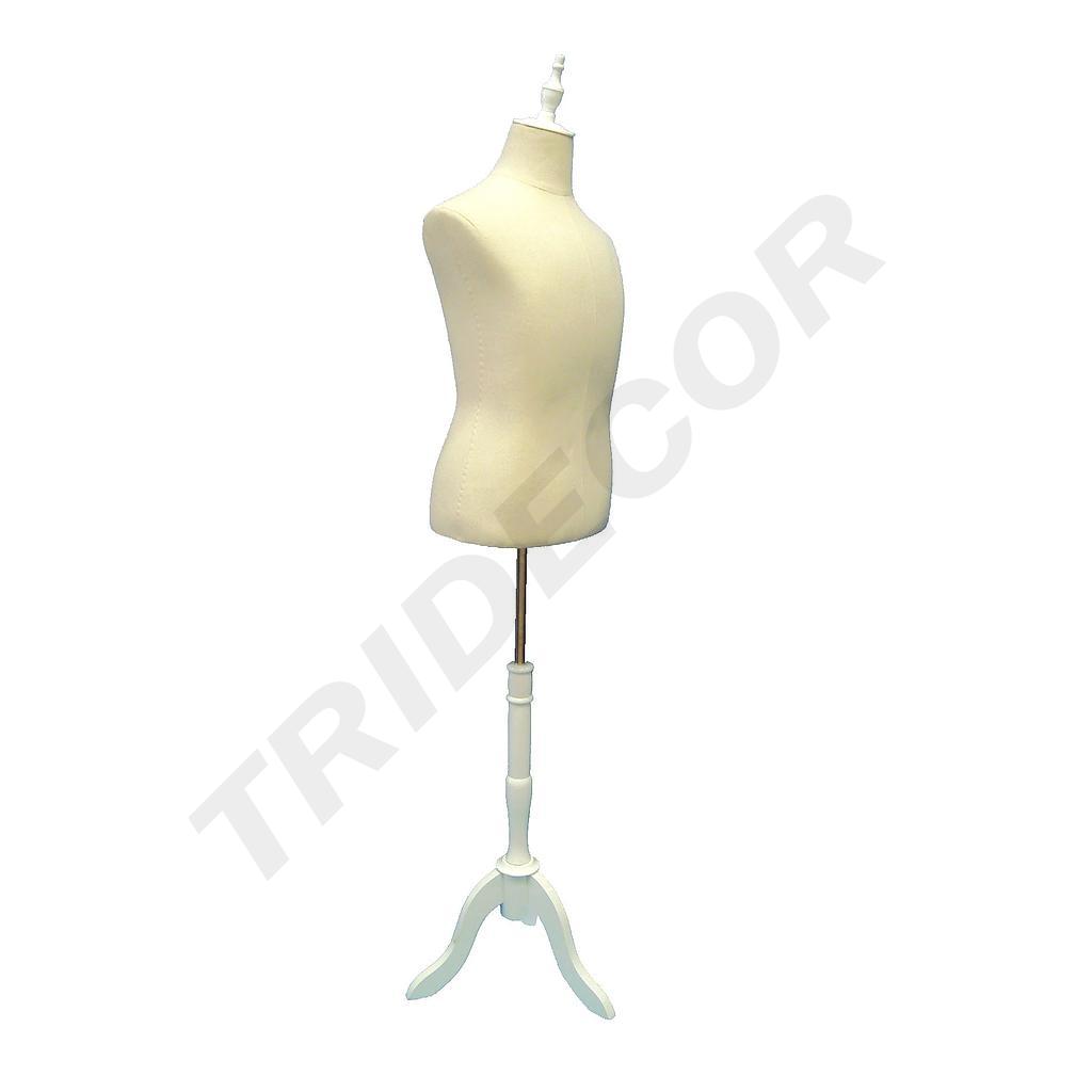 Busto De Hombre En Tela Beige Base Blanca