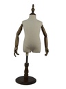 Headless Fabric Child Bust with Dark Arm and Dark Round Wooden Base