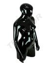 Full woman bust in black gloss fiberglass