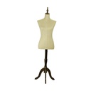 Linen woman bust standing on dark wood