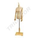 Buste de femme articulé en tissu et en bois