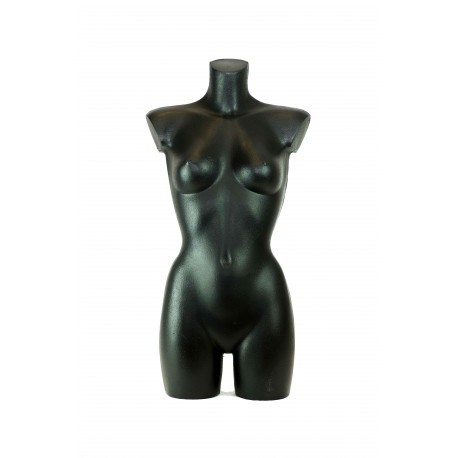 Long Woman Bust in Black Plastic