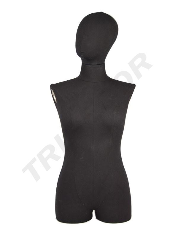 Woman Bust Without Arms Without Base Black Fabric