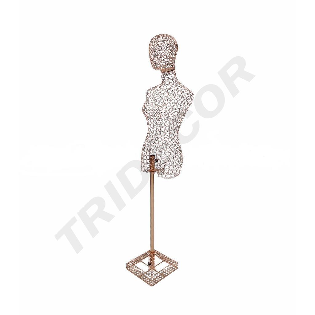 Busto di donna metallico, colore rosa