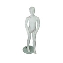 Mannequin enfant blanc mat avec cheveux et traits sculptés, 6-8 ans