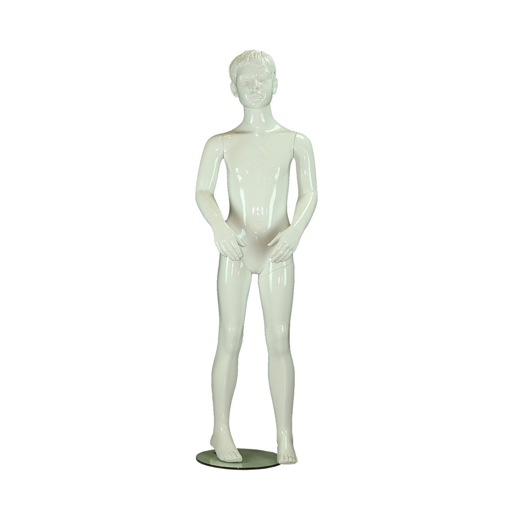 Mannequin enfant avec visage blanc brillant, 8-9 ans, fibre