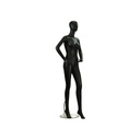 Matte black featureless female mannequin with hands on hips