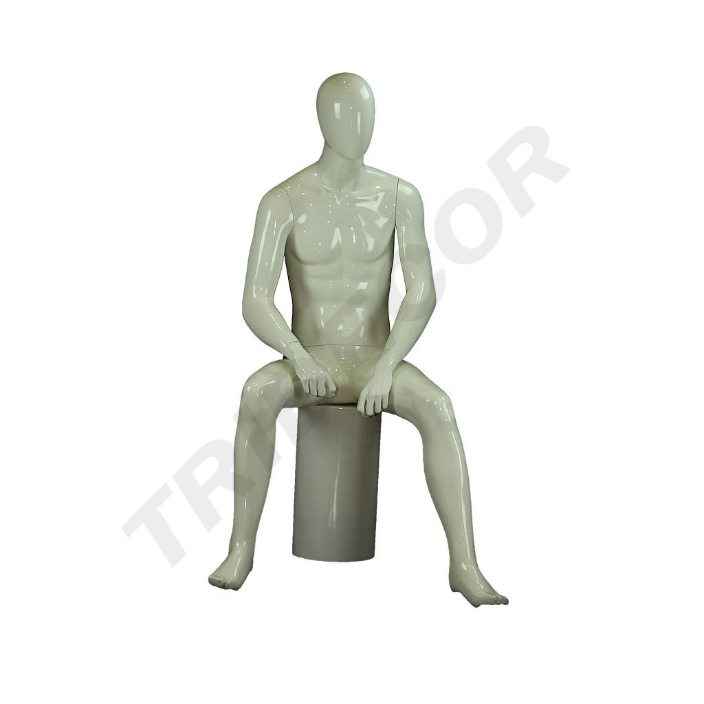 Glossy White Fiberglass Seated Man Mannequin