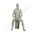 Mannequin homme assis en fibre de verre blanc brillant