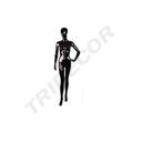 Manequim feminino preto brilhante sem características com mão na anca