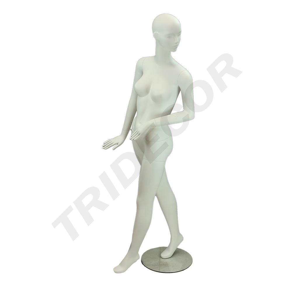 Maniquí De Mujer Blanco Mate Con Rostro Posando