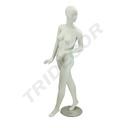Maniquí De Mujer Blanco Mate Con Rostro Posando