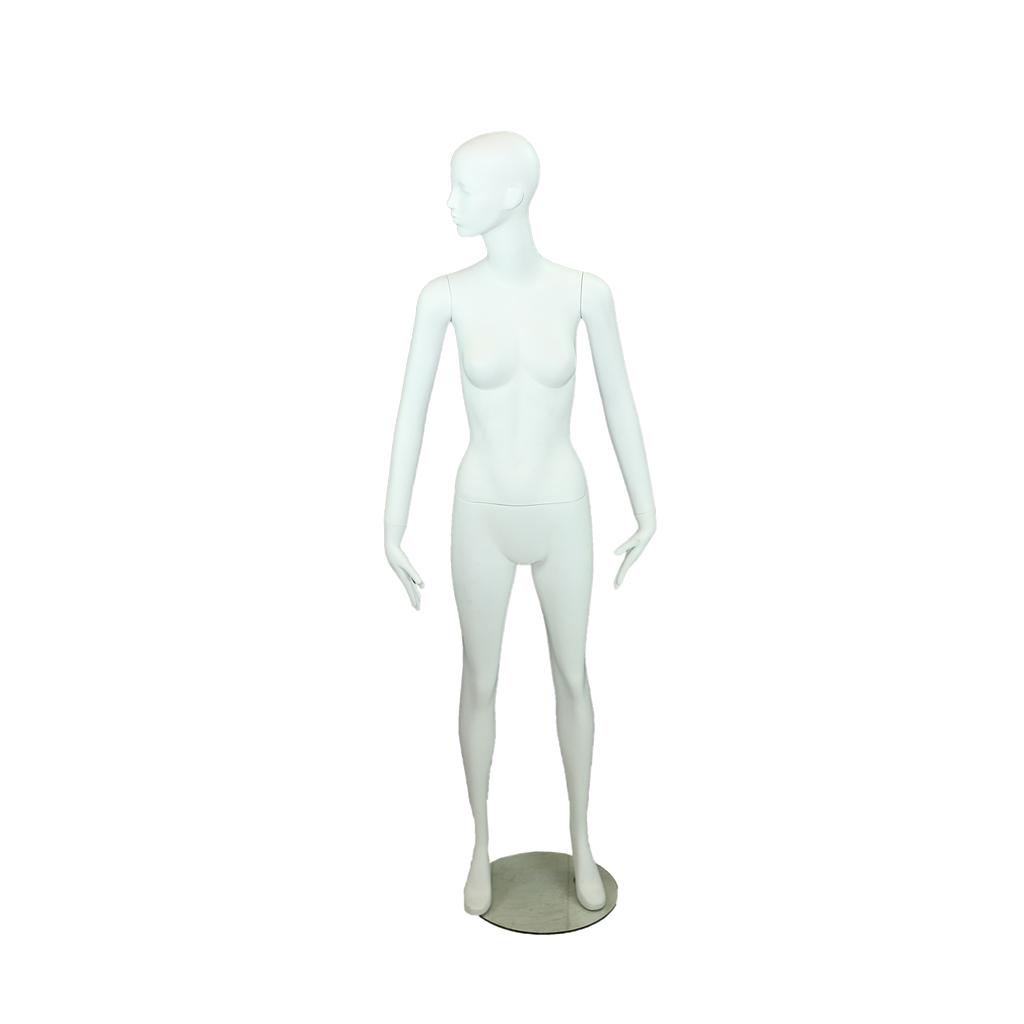 Tall Woman Mannequin in Matte White with Face