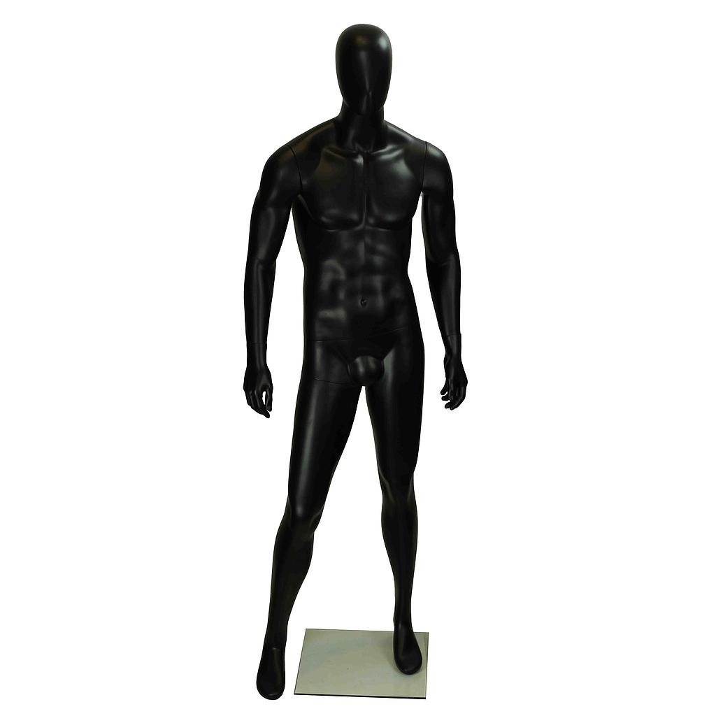 Maniquí Masculino De Fibra De Vidrio Negro Mate Sin Características