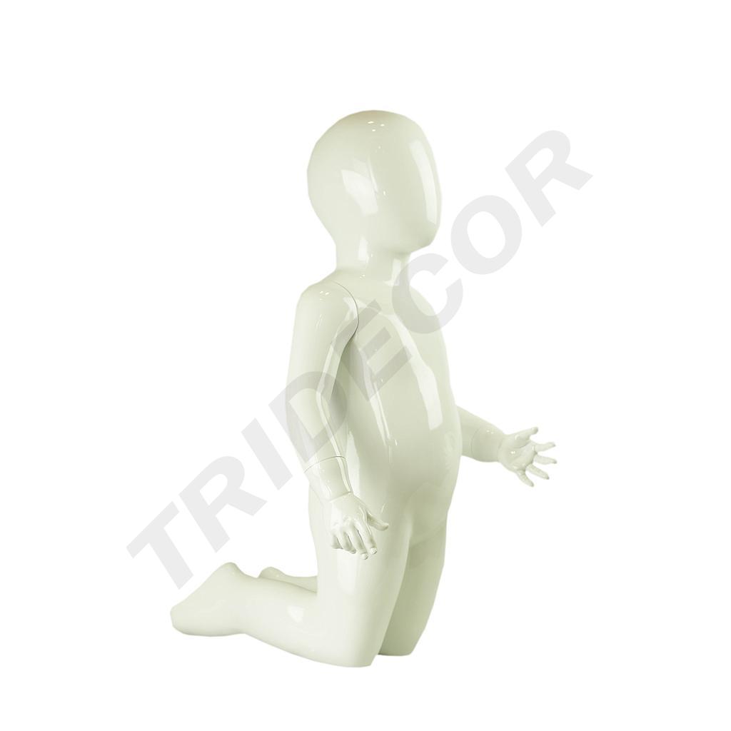 Glossy White Lacquered Kneeling Child Mannequin 3 Years Fiber