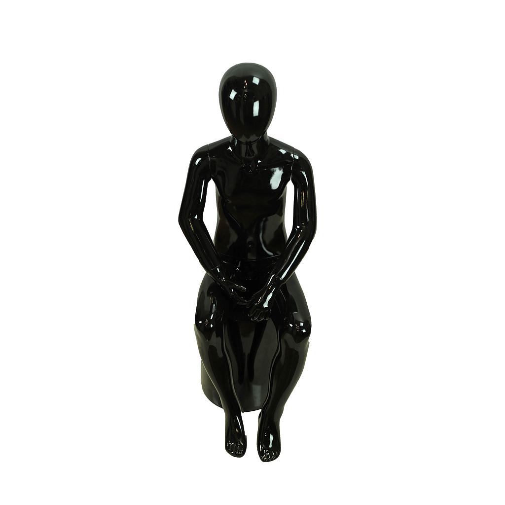 Seated Child Mannequin Glossy Black Lacquer Without Features 4-6 Years