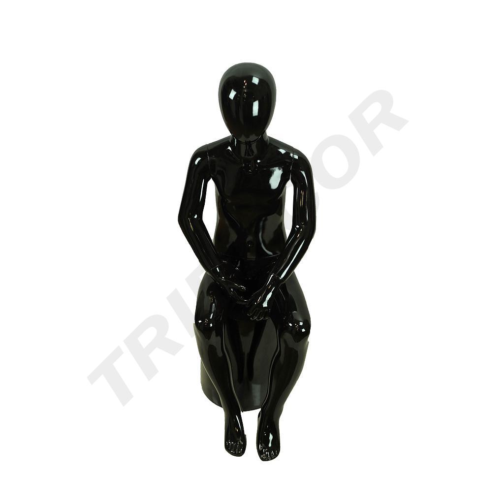 Seated Child Mannequin Glossy Black Lacquer Without Features 4-6 Years