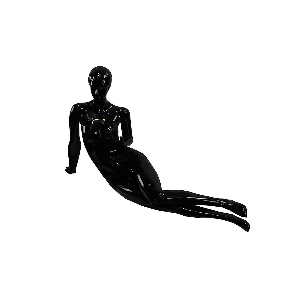 Liegender weiblicher Mannequin in schwarz glänzendem Fiberglas