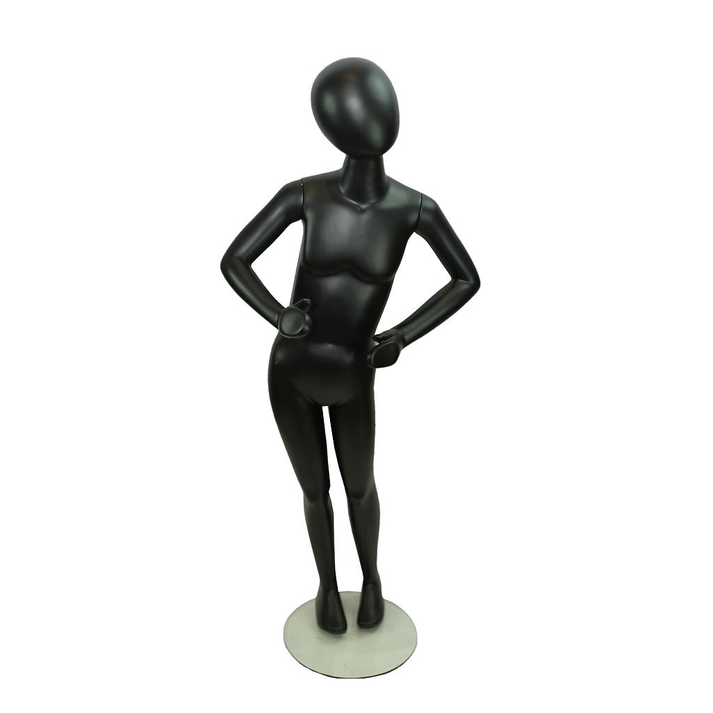 Mannequin enfant mat noir sans visage 8-10 ans posture