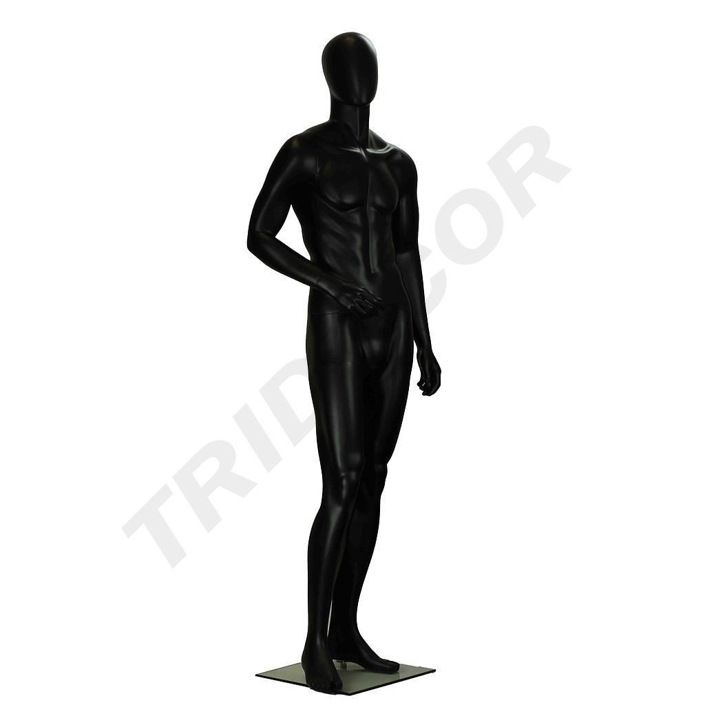 男模黑亚光石膏没五官 Maniquí de Hombre Fibra Vídrio Negro Mate Sin Facciones la deado