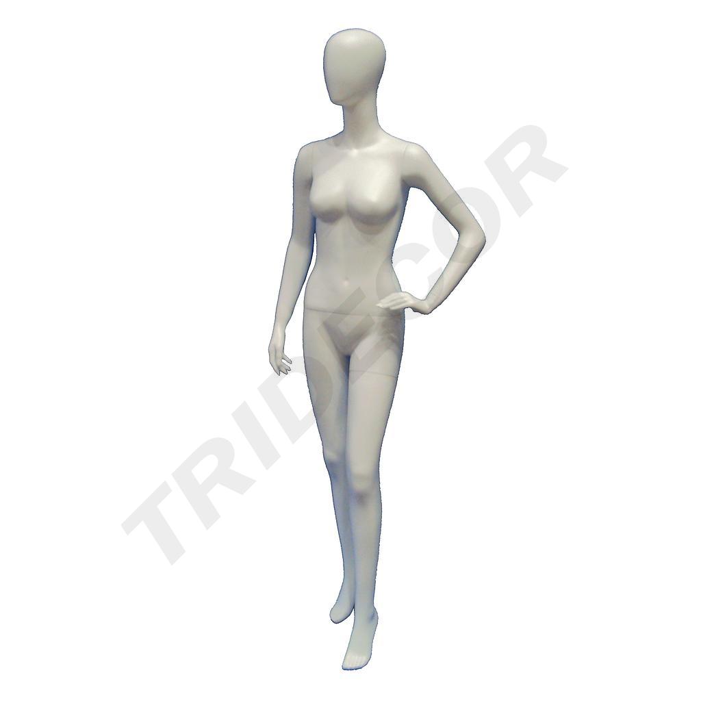 Female Mannequin in Matte White Faceless with Hand on Waist