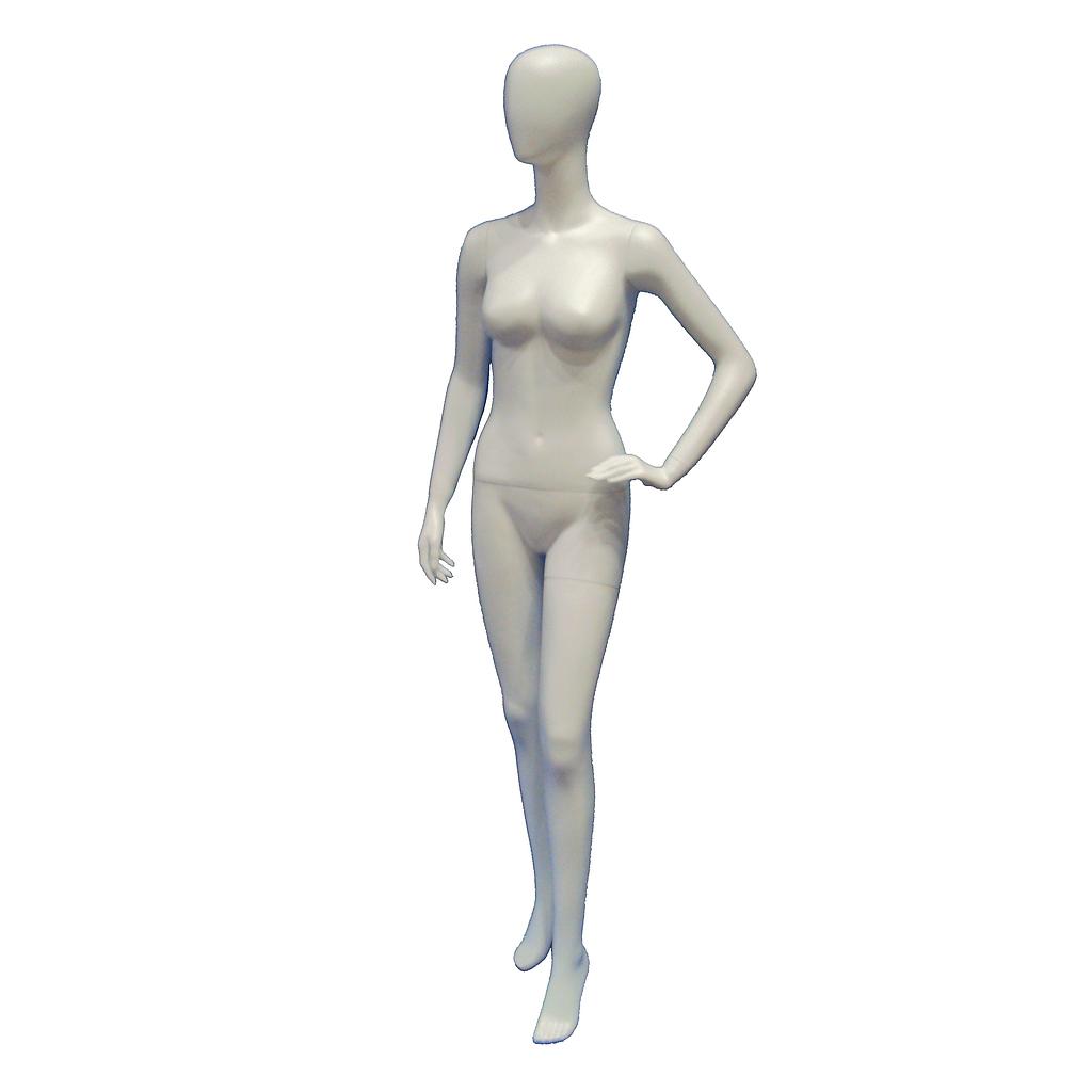 Mannequin femme sans visage en blanc mat avec main sur la taille