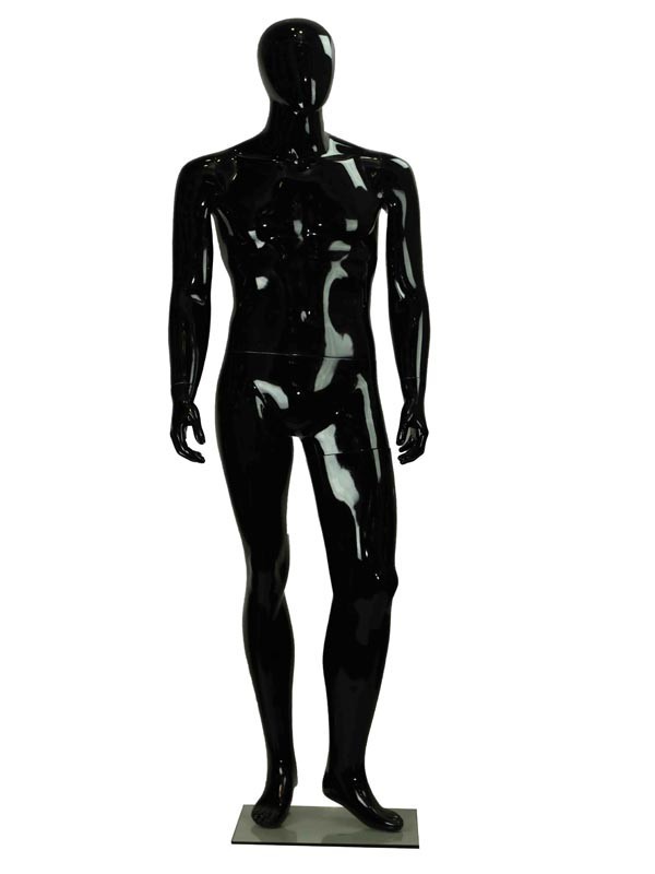 Glossy Black Lacquered Male Mannequin Without Features