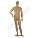 Realistic Male Mannequin Flesh Color Right Arm Bent in Fiber