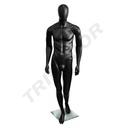 Maniquí Lacado En Negro Mate Sin Características Con Rodilla Doblada