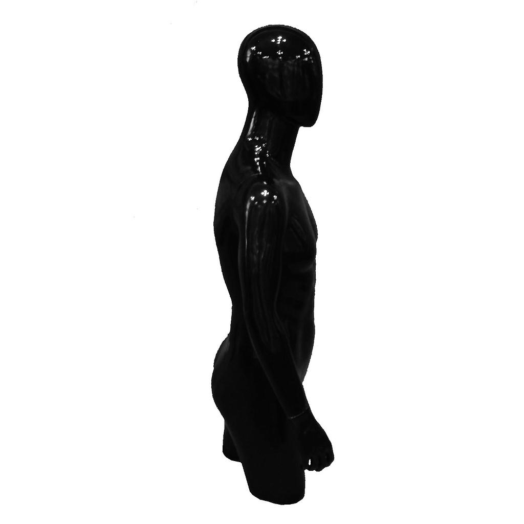 Busto Masculino Completo En Fibra De Vidrio Con Brazos En Negro Brillante