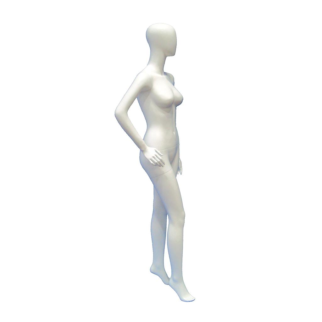 Mannequin féminin sans caractéristiques en fibre de verre blanc mat