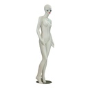 Matte White Fiberglass Female Mannequin with Blue Eyelashes and Red Bios