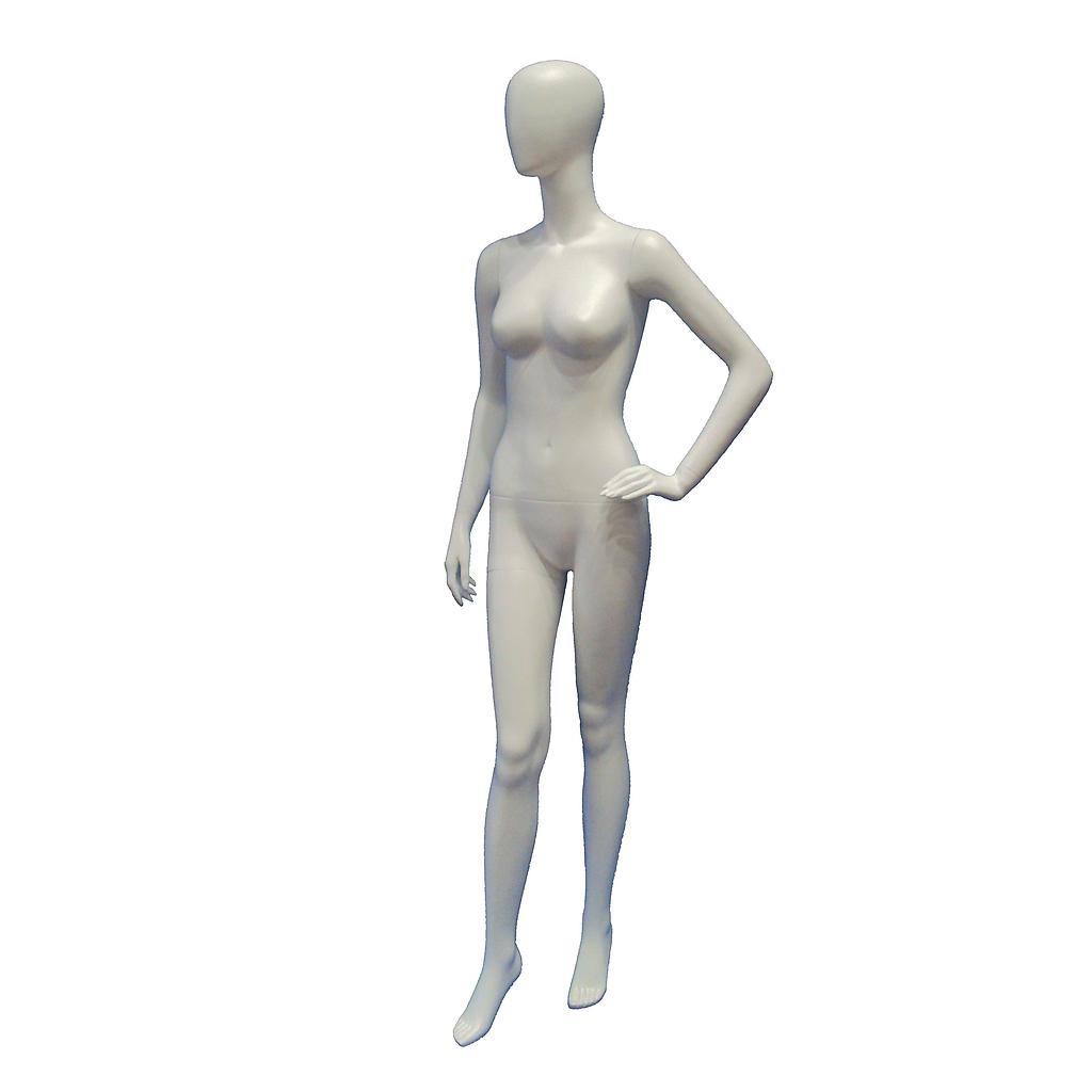 Mannequin femme en blanc mat avec main sur la taille