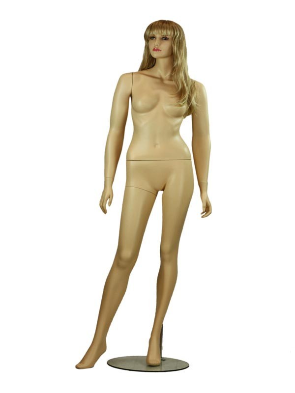 Flesh-Colored Fiberglass Hairless Woman Mannequin