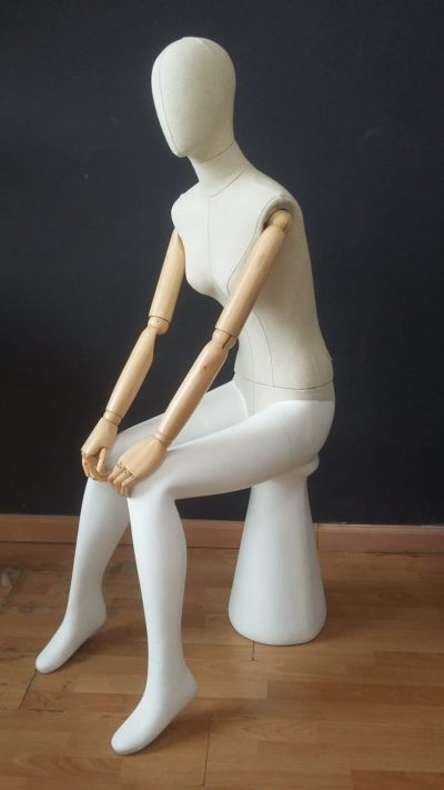 Mannequin with Fabric Head Seated Woman