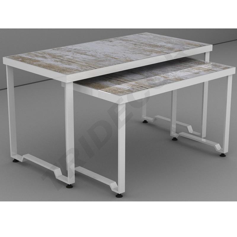 Tavoli da esposizione Set 2 Altezze Colore Bianco