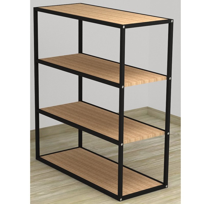 Display Stand with Shelves Made of Wood and Metal. Available in Black and White