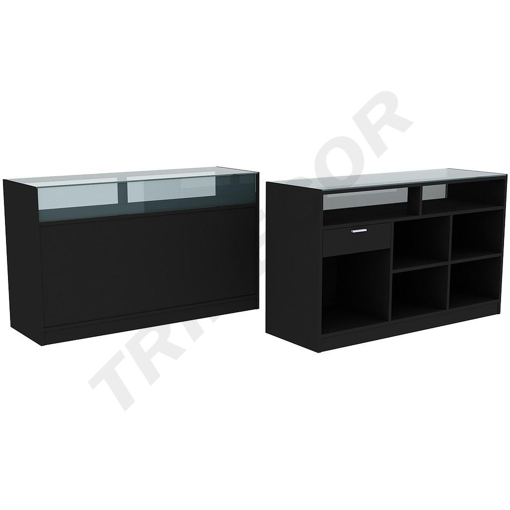 Mostrador con cristal 180x50x90 cm Color Negro