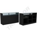 Balcão com vidro 180x50x90 cm Cor Preto