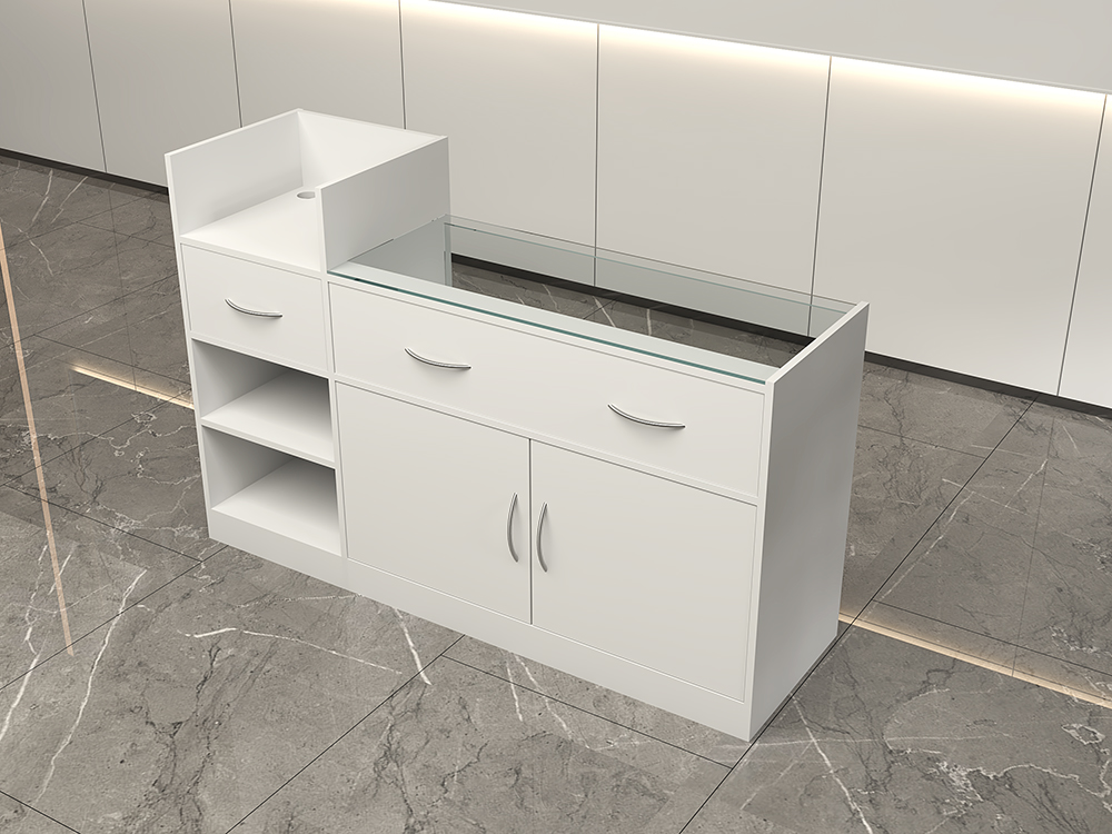 Comptoir vitrine 170X50X110 cm Blanc/Noir