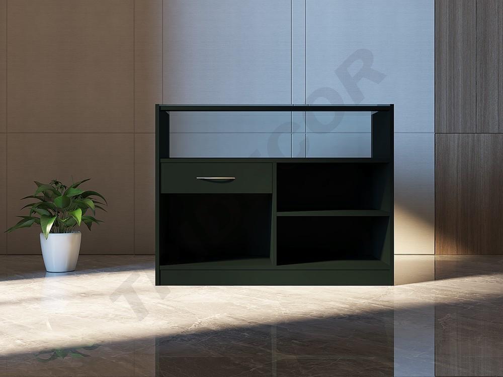 Balcão com Vidro 150X50X90 cm Cor Preta