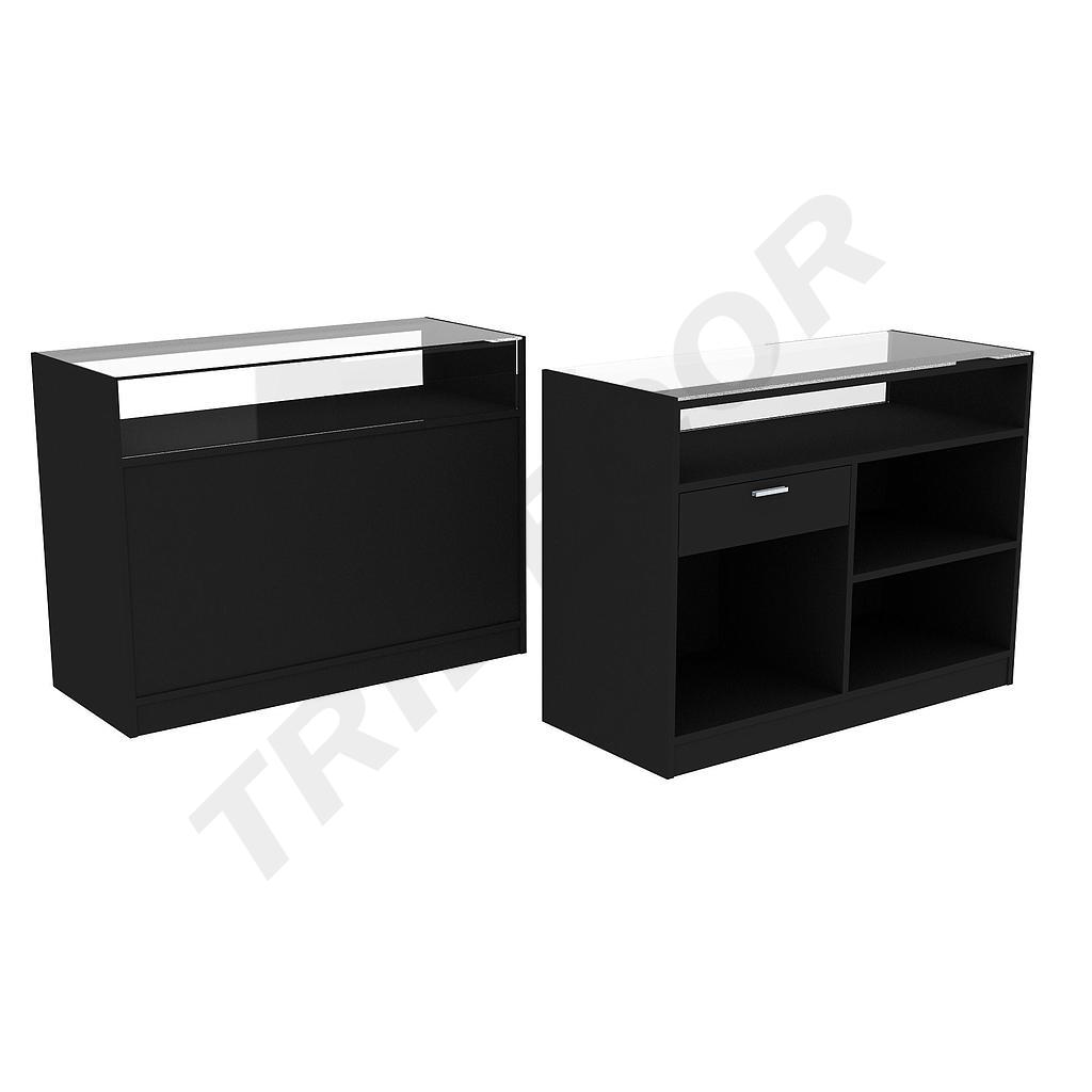 Mostrador con Vidrio 120X50X90 cm Color Negro